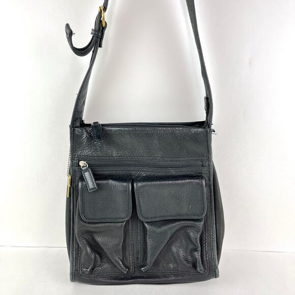 Fossil Handbags - Fossil Black Leather Purse Shoulder Saddle Bag